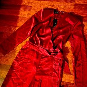 Bebe 6 🍸❤️ valentines jumpsuit Cabernet wine pants elegant party cocktail